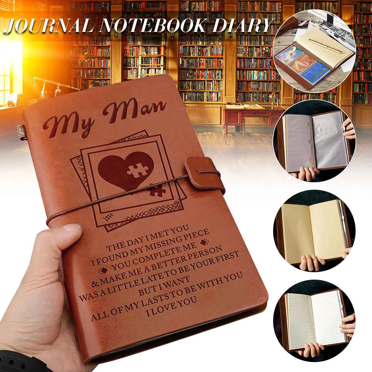 

Engraved Leather Journal Notebook Diary To My Man Notebook Diary 20x12cm New Style Fashion Gift