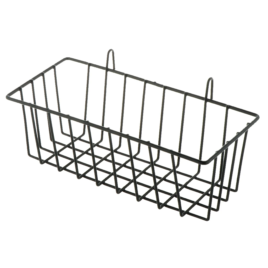 Grid Basket Wire Wall Basket with Hanging  Hook, Wall-mounted Organizer for Grid