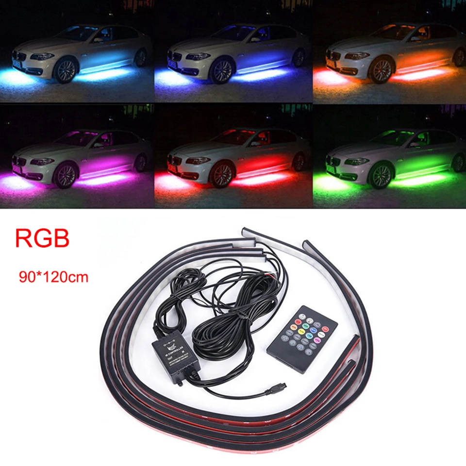 Nlpearl 4x декоративный светильник музыкальный пульт Управление RGB Светодиодные ленты 5050SMD атмосферная лампа Underglow днища Системы неоновый светильник 12V