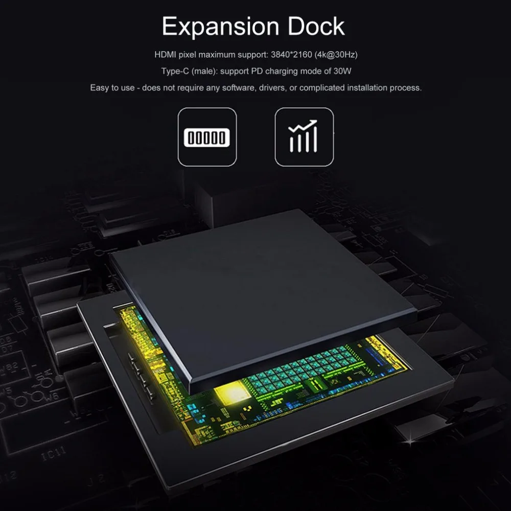 USB 3,1 type C 5 в 1 многофункциональная док-станция для расширения 4K HDMI USB3.1 интерфейс с безопасной цифровой картой памяти/TF кардридер