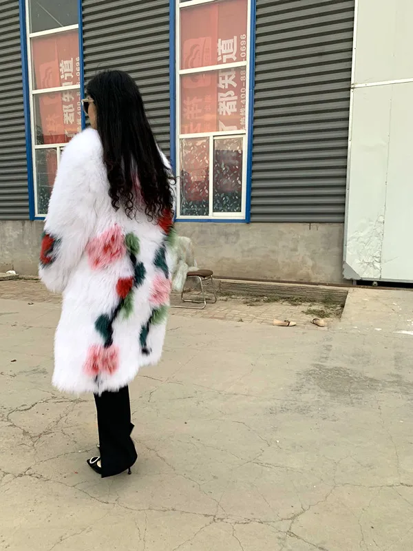 Новое Женское натуральное Тканое пальто из лисьего меха Верхняя одежда