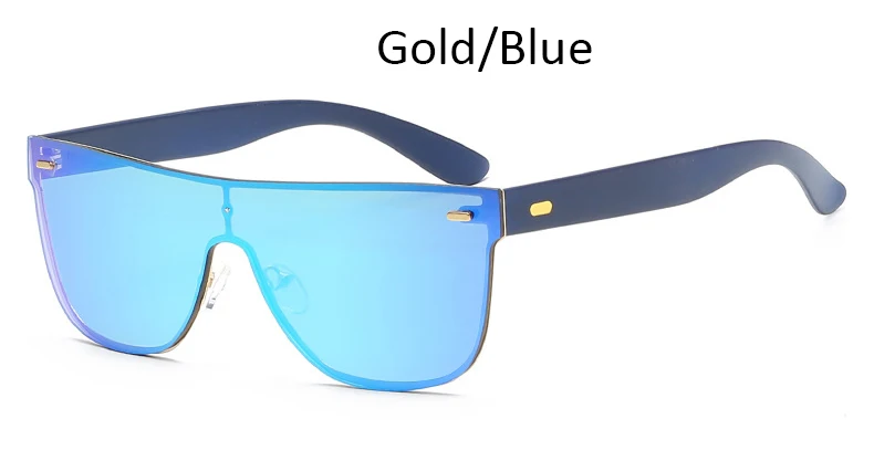 Gold Blue Зеркальные очки для женщин, модные брендовые солнцезащитные очки без оправы для женщин, винтажные очки в ретро стиле, квадратные роскошные черные очки - Цвет линз: Gold Blue