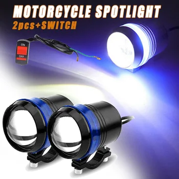 

2*30W U3 Angel Eye Motorcycle LED Headlight Driving Fog Light Spot Lamp+Switch Very bright even in daylight