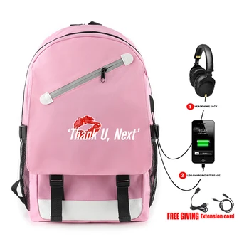

Cute Girl canvas harajuku Backpack 2019 New Arrival Ariana Grande School Style Fashion Shoulder with USB Bag Travel Backpack