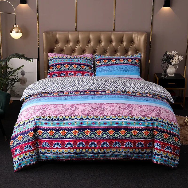 Bohemian Bedding Sets Folk-custom Mandala Duvet Cover Set Geometric Stripe Leopard Printing Bedlinens Bed Cover with Pillowcase