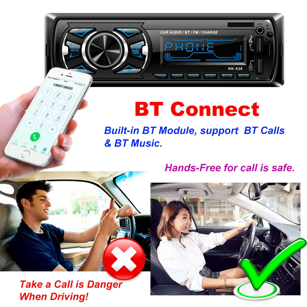 12 В Bluetooth Автомобильный MP3-плеер беспроводной приемник mp3 аудио в тире музыкальный автомобиль fm-радио BT USB SD AUX аудио адаптер приемник 92