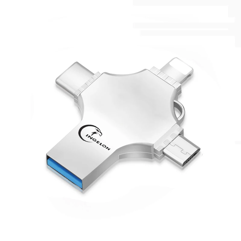 Y4 Standard USB3.0 4 в 1 USB флэш-накопитель 256 ГБ 128 Гб 64 ГБ 32 ГБ 16 ГБ 8 ГБ металлический Флешка Прямая поставка OTG U диск для IOS и всех устройств - Цвет: Y4 Standard