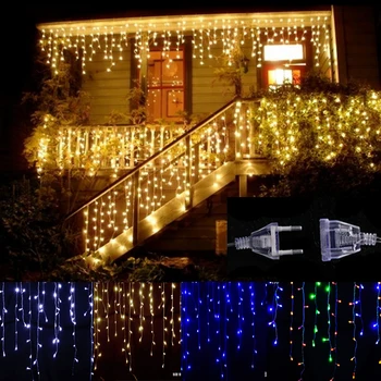 

5M Christmas LED Curtain Icicle String Light droop 0.4-0.6m LED Party Garden Stage Outdoor Waterproof Decorative Fairy Light