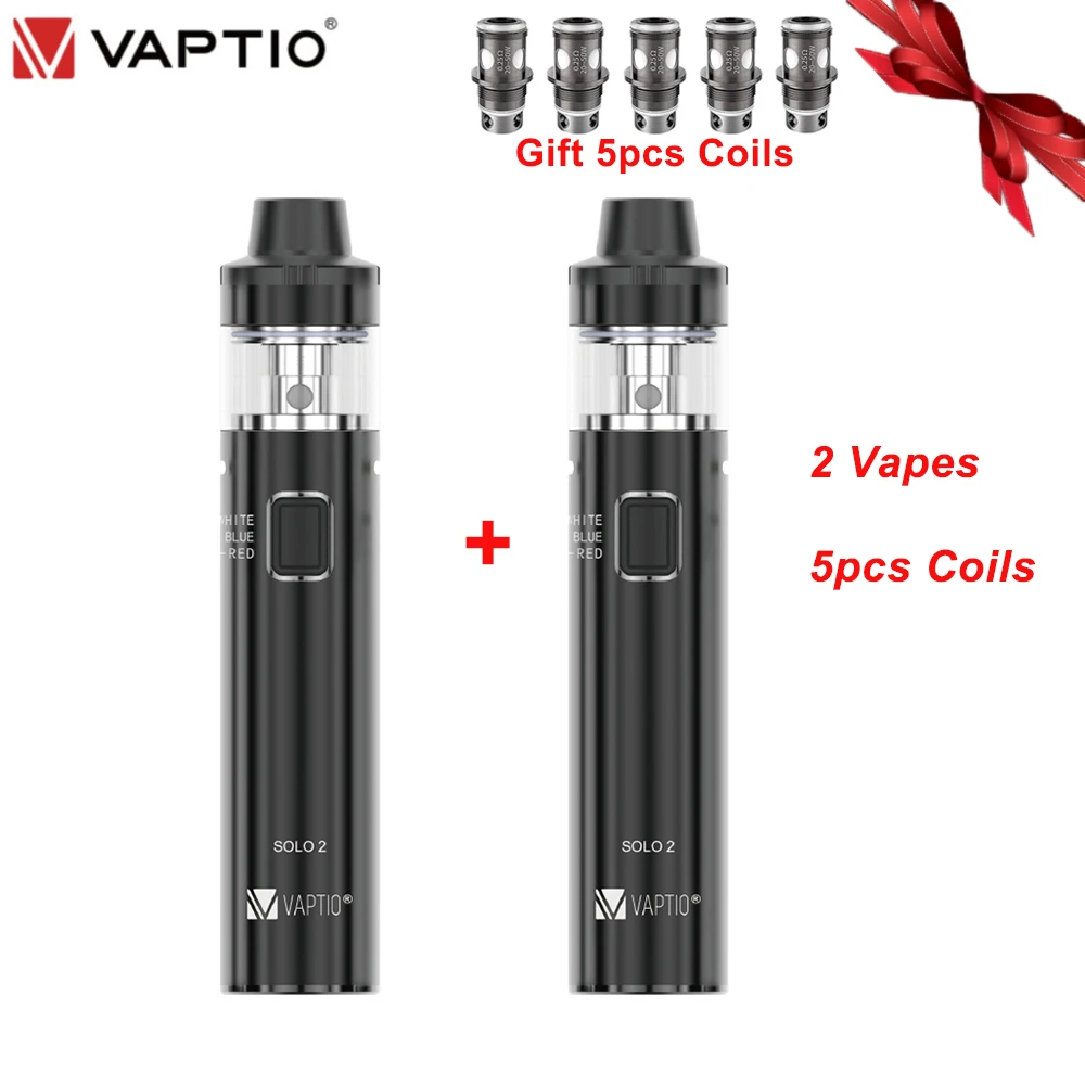 ¡2 Las flores! Juego de cigarrillos electrónicos 3000mah Vaptio SOLO2 vape pluma 50W construido en caja MOD 2ML/4ML atomizador 510 hilos vaporizador Kit