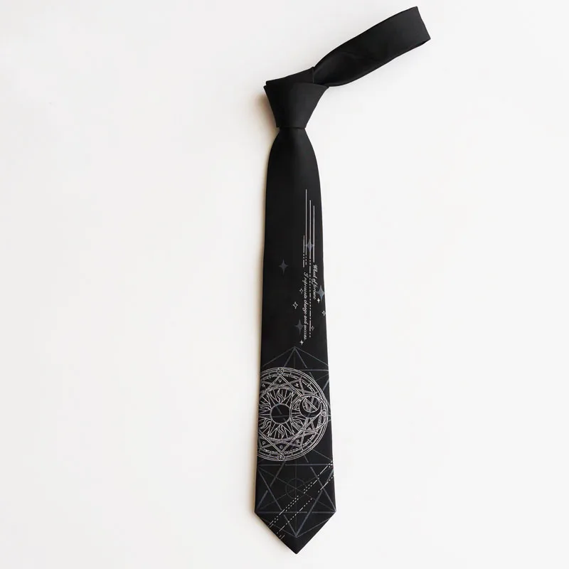 Free shipping New Men's fashion Original Wheel of Destiny Tarot Black Tie Dark Pattern Personality Divination necktie | Аксессуары