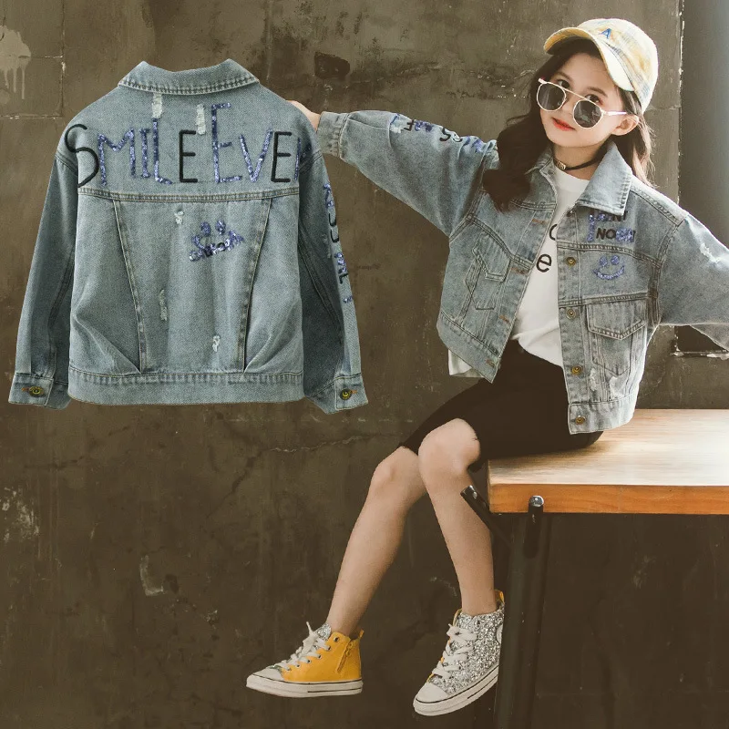 

2020 New Style CHILDREN'S Garment Girls Princess Western Style Spring and Autumn-Women's Big Kid Spring and Autumn Jeans Coat
