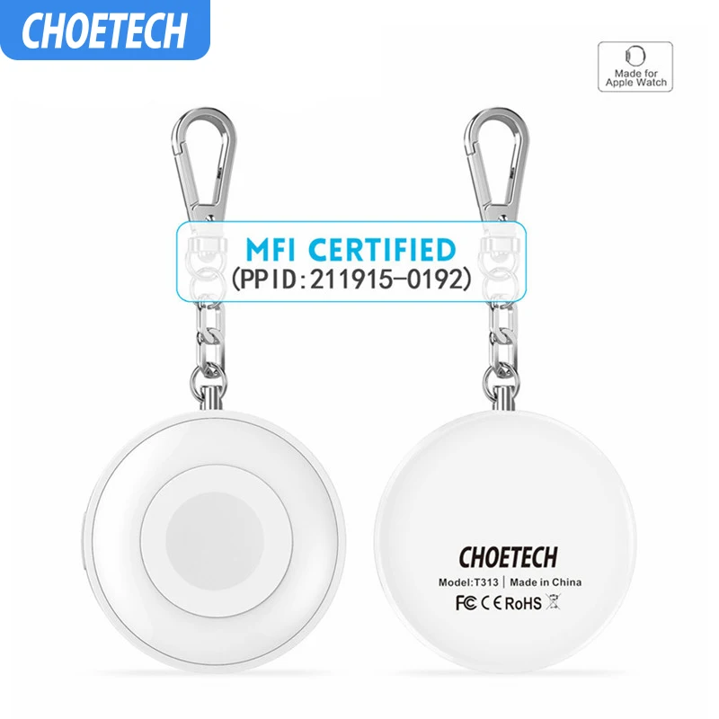 

CHOETECH Qi Wireless Charger for iWatch 1 2 3 4 Power Bank Magnetic Charging Dock Station External Battery Chargerwith Keychain