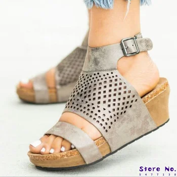 

Women Summer Sandals High Heels Platform Wedges Shoes Woman Gladiator Vinatge PU Leather Sandalias Mujer Sapato Feminino H1707