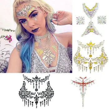 

Tattoo Sticker High-quality Wear-resisting Self Adhesive Glitter Rhinestones Gems Temporary Face Body Makeup Flash Sticker