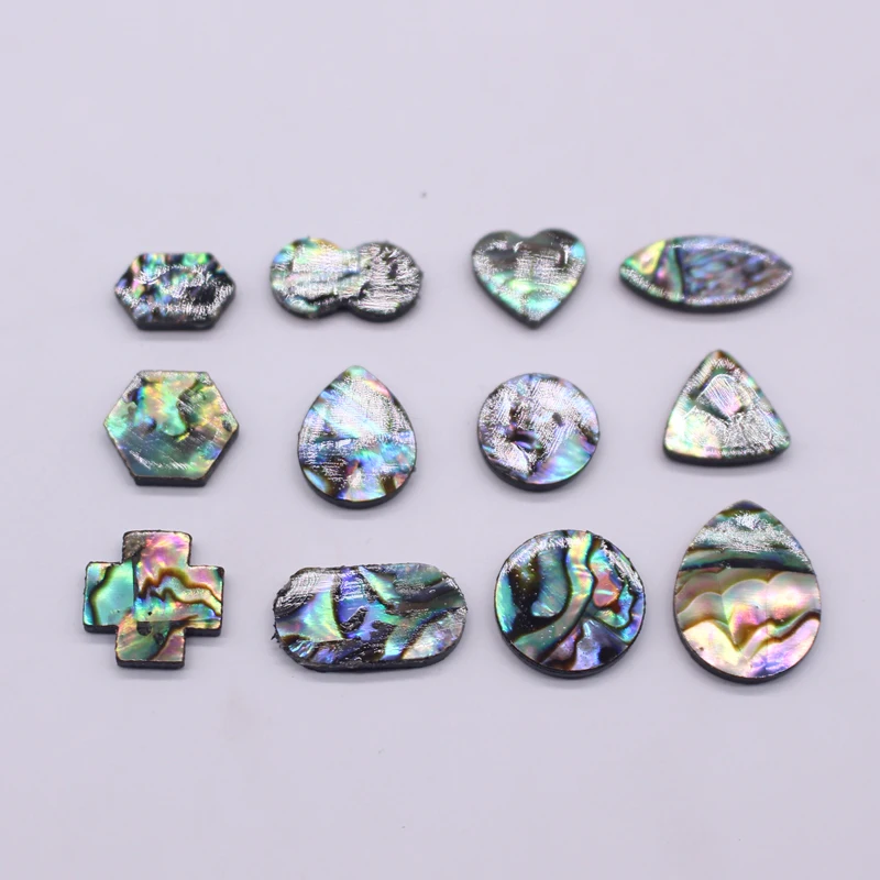 10Pcs Natural Abalone Shell Earring Base Risultati Love Drop Flat Back Cabochon Bead Ring Impostazioni Creazione Di Gioielli Fai Da Te C49