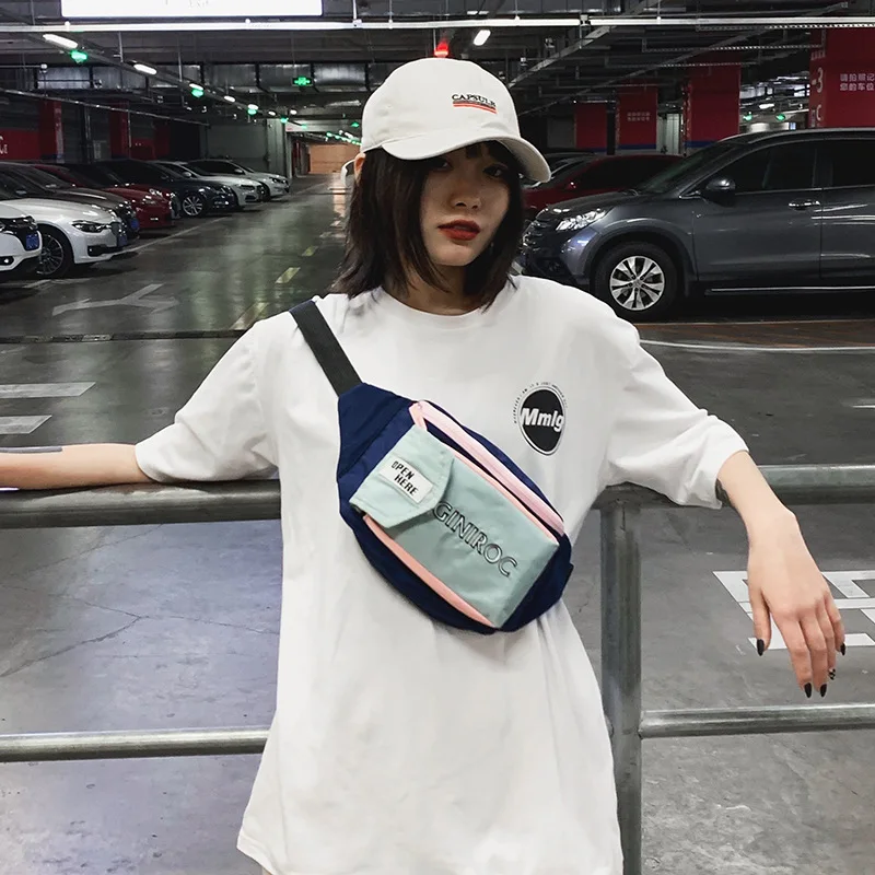 Контраст Цвет Fanny Pack для Для женщин модная поясная сумка для путешествий дорожные нагрудные сумки спортивные бум деньги сумка поясная сумка Повседневное Нерка
