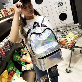 

WOMEN HOLOGRAPHIC CELEBRITY BACKPACK COLLEGE GIRLS SCHOOL SHOULDER RUCKSACK BAG