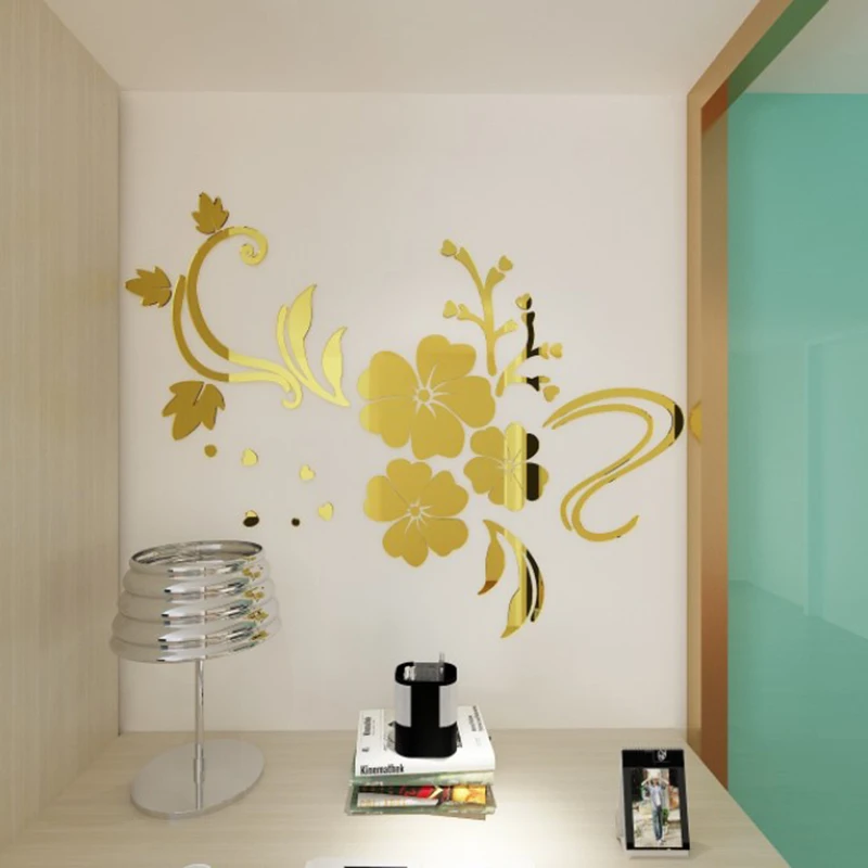 1 Set Exquisite Flower 3D Mirror Wall Stickers Removable Decal Art Mural Home | Дом и сад