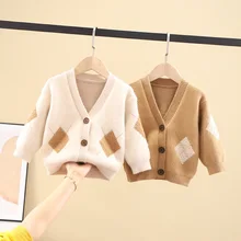 Ropa de primavera para niños, cárdigan de punto, suéter, chaquetas para cumpleaños de niña pequeña, suéteres de punto de Navidad, EY09142