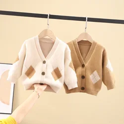 Nova primavera menino roupas de bebê crianças malha cardigan camisola jaquetas para a criança menina aniversário natal outono malha suéteres ey09142
