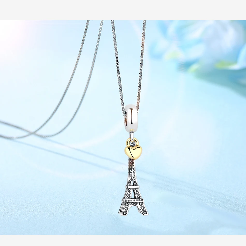Authentic 925 Sterling Silver Hollow Heart Gold Heart Charm Beads Fit Pandora Bracelet Women Fashion Jewelry Mother Gift