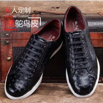ourui new selling true Ostrich leather sandals male portable leisure men shoes Ostrich skin men male