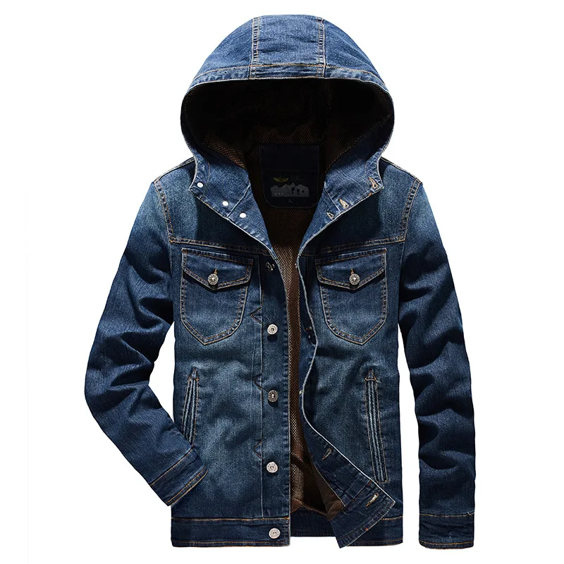 Men Jackets 2020 Autumn Winter Fashion Men Retro Hooded Denim Jacket Men's Casual Washed Jean Jacket Coat Cowboy Outerwear Male