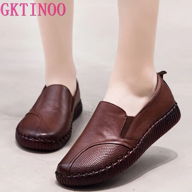 GKTINOO/ г., модная женская обувь лоферы из натуральной кожи, женская повседневная обувь мягкая удобная обувь ручной работы женская обувь на плоской подошве
