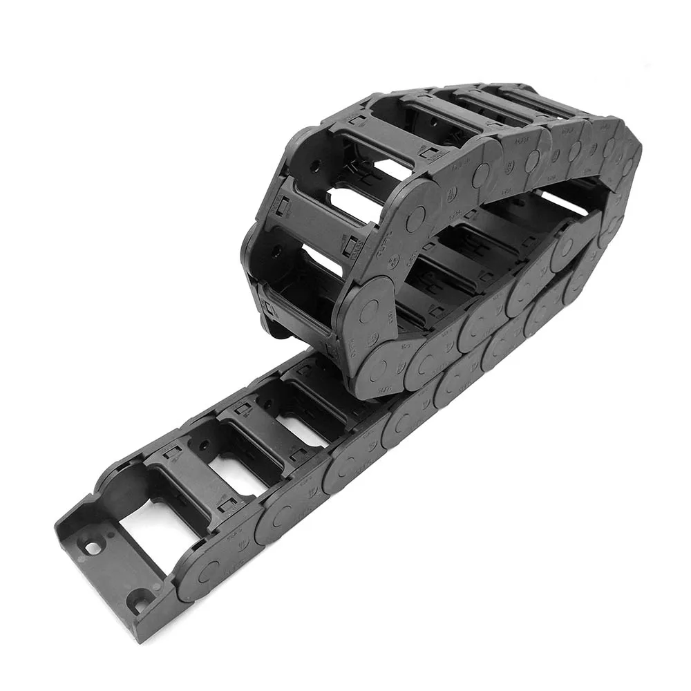 

JFLO 25x57 1meter Bridge Open on both sides Plastic Cable drag chain Wire Carrier with connector for CNC Router Free shipping