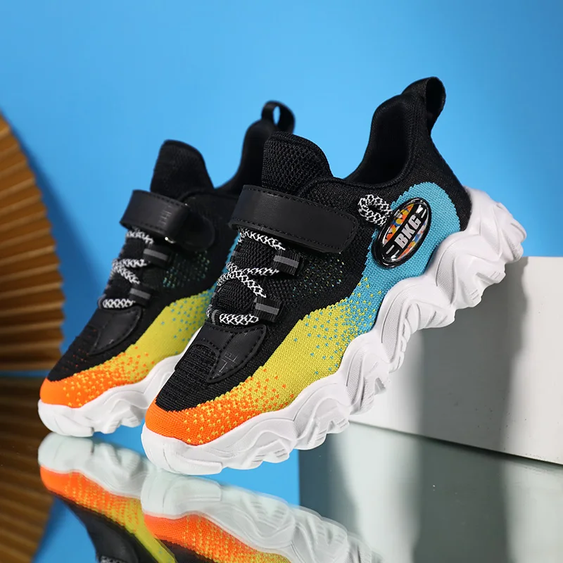 

Summer New Gym Shoes For Kids Fashion Big Boy Running Shoes Children Sport Shoes Light Weight FlyWire Student School Trainers
