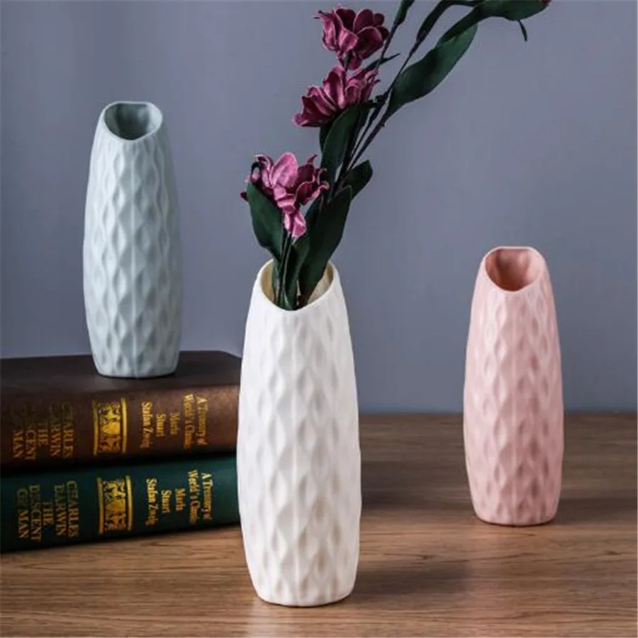Ins скандинавские цветочные корзины ваза для цветов оригами художественные пластиковые вазы декоративные для дома бутылки имитация керамического цветочного горшка фигурка