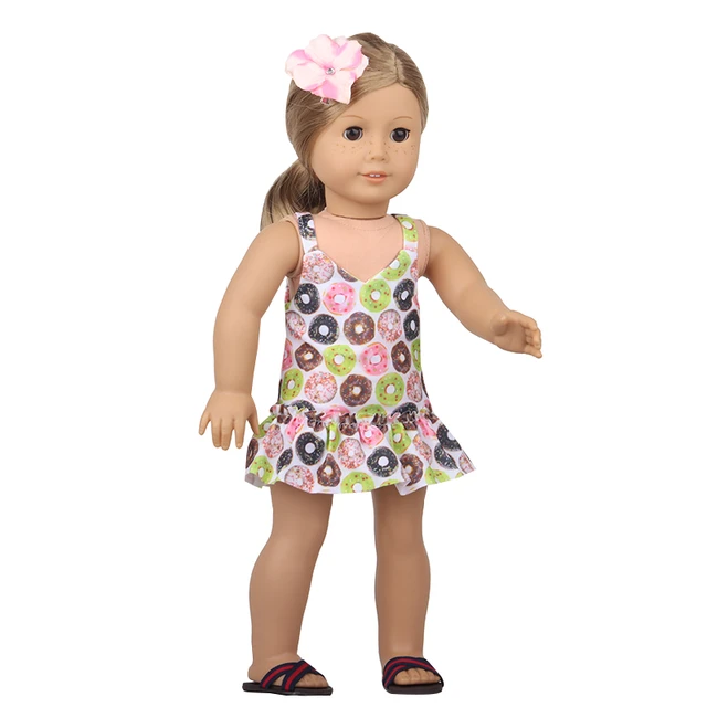 Boneca Roupas de Bebê Kawaii Verão Imprimir Vestido + Headband