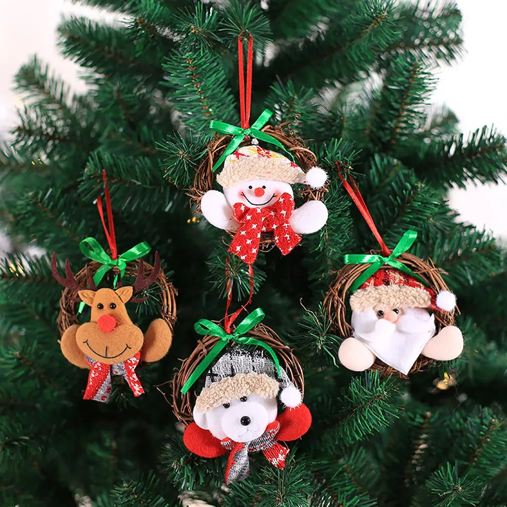 Christmas Ornaments Christmas Snowman Old Wreath Decorations Little Figurine Rattan Circle Christmas Decoration Props