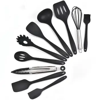 

10Pcs Kitchen Silicone Utensil Spatula Spoon Eggbeater Non Sticky Cooking Kit