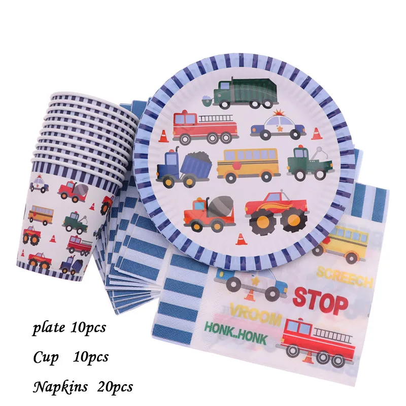 Car40pcs 10 шт./компл. малыш Минни Бумага пластины салфетки под чашки вечерние поставки Baby Shower посуда День рождения украшения товары для дома - Цвет: Car40pcs