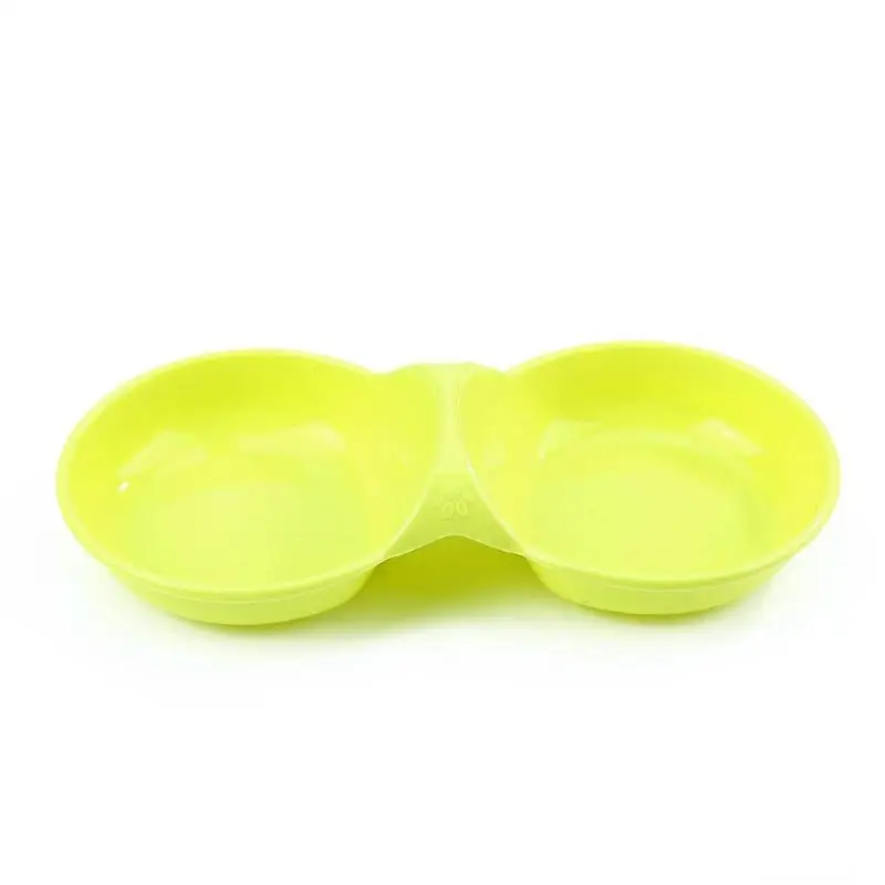 Portable Dog Cat Double Bowl Puppy Food Water Feeder Pets Drinking Feeding Dishes Outdoor Food Plate Pet Bowl Dropshipping - Цвет: Yellow