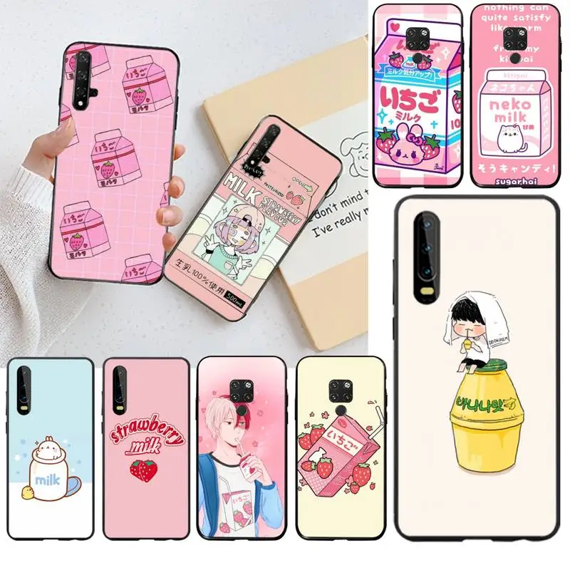 HUAGETOP японский клубничный молочный мягкий чехол для телефона Huawei P40 P30 P20 lite Pro Mate 30