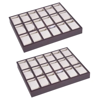 

2 Pieces Watch Box Jewelry Display Organizer Holder Gift Box 18 Compartment