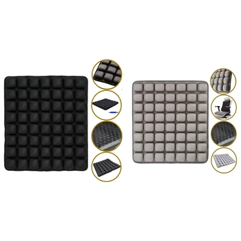 

2Pcs Air Inflatable Seat Cushion Air-Permeable Pressure Relief Water Seat Cushion Lumbar Support - Gray & Black