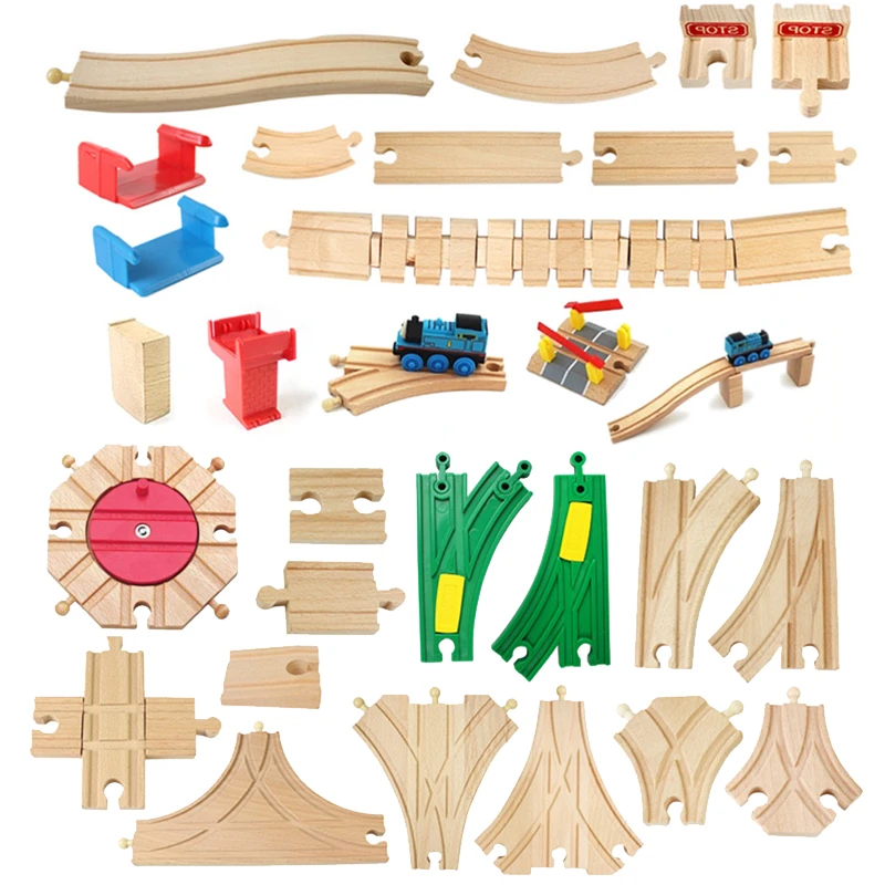 kids wooden train track
