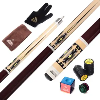 

Cuesoul Full Canadian Maple 57 inch 1/2 Split Quick Release Stainless Steel Joint Pool Cue Billiard Cue 9 Ball Cue