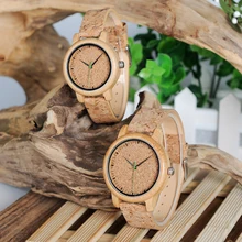 Kingnow Reloj de pulsera de bambú para hombre, cronógrafo de lujo para pareja, regalo para padre