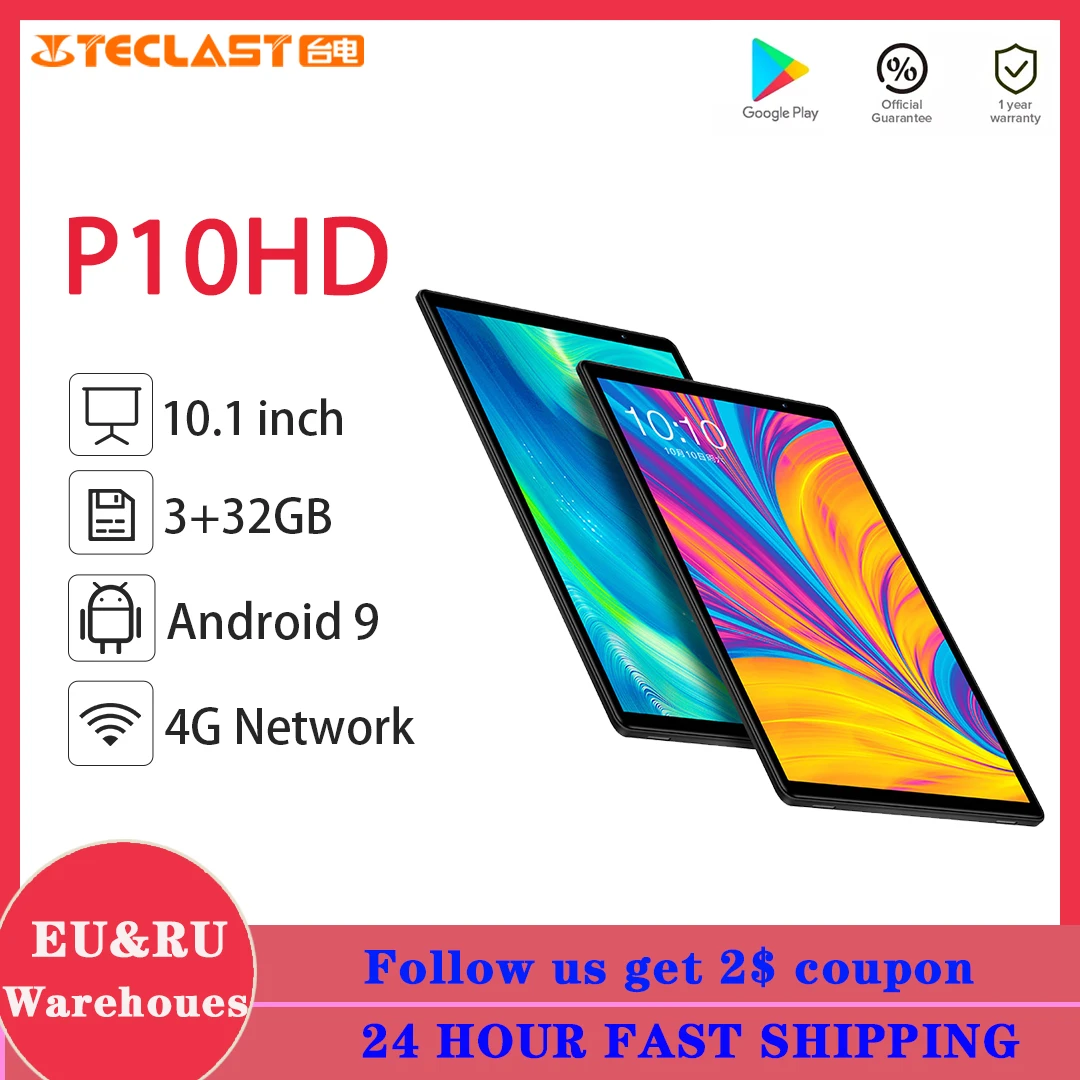 Teclast P10HD 4G Phone call Octa Core tablet pc 3GB RAM 32G ROM IPS1920*1200 SIM Android 9.0 OS 10.1 Inch Tablet GPS 6000mah best samsung tablet