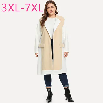 

Plus size long coat for women 4XL 5XL 6XL 7XL new 2020 spring autumn large long sleeve casual loose khaki white windbreaker