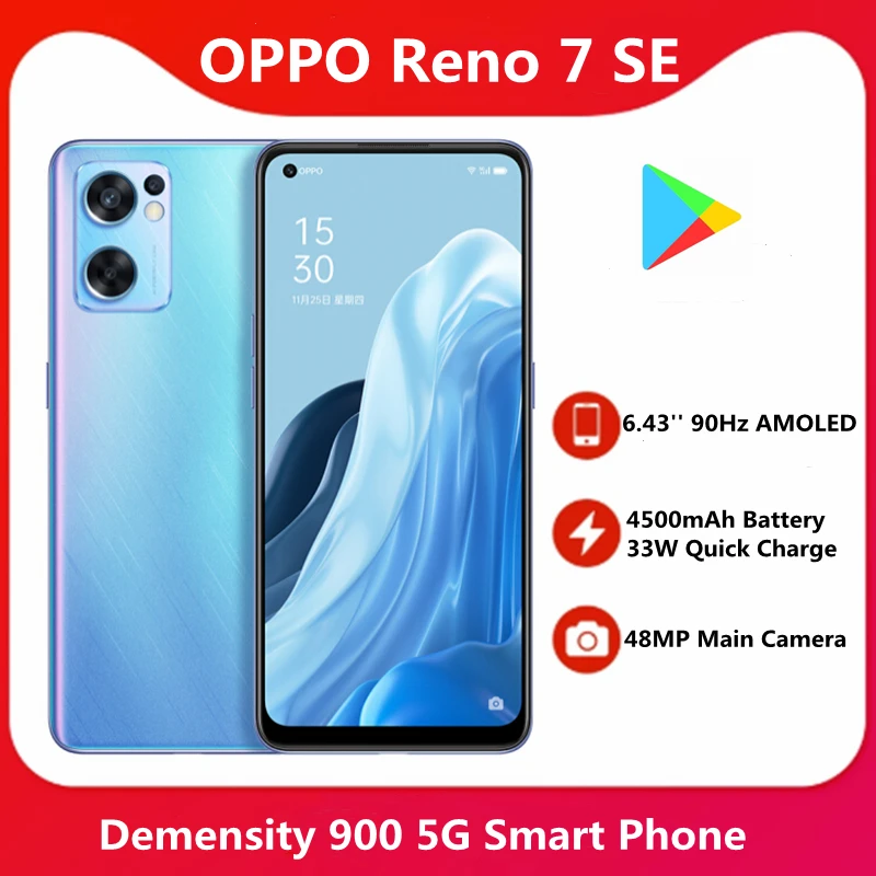OPPO Reno 7 SE 7SE 8GB 128GB 256GB 5G Cell Phone Dimensity900 6.43inch 90Hz AMOLED 4500mAh 33W Super Charge OTG 48MP Camera laptop ram