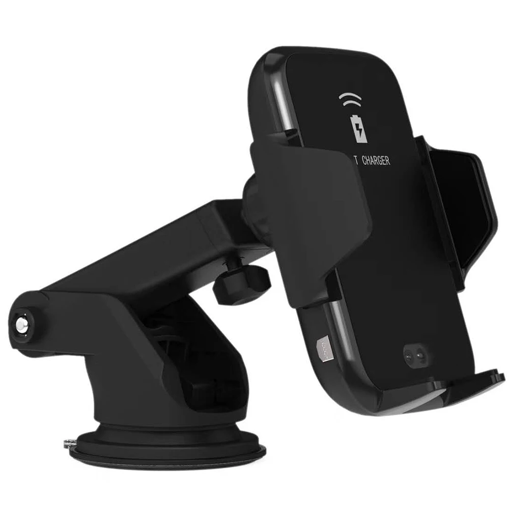 Black SUNYDEAL Авто зажимной инфракрасный датчик автомобиля Qi Беспроводное зарядное устройство для iPhone XS Max X XR samsung S8 S9S10 Быстрая зарядка автомобильный держатель - Цвет: Black