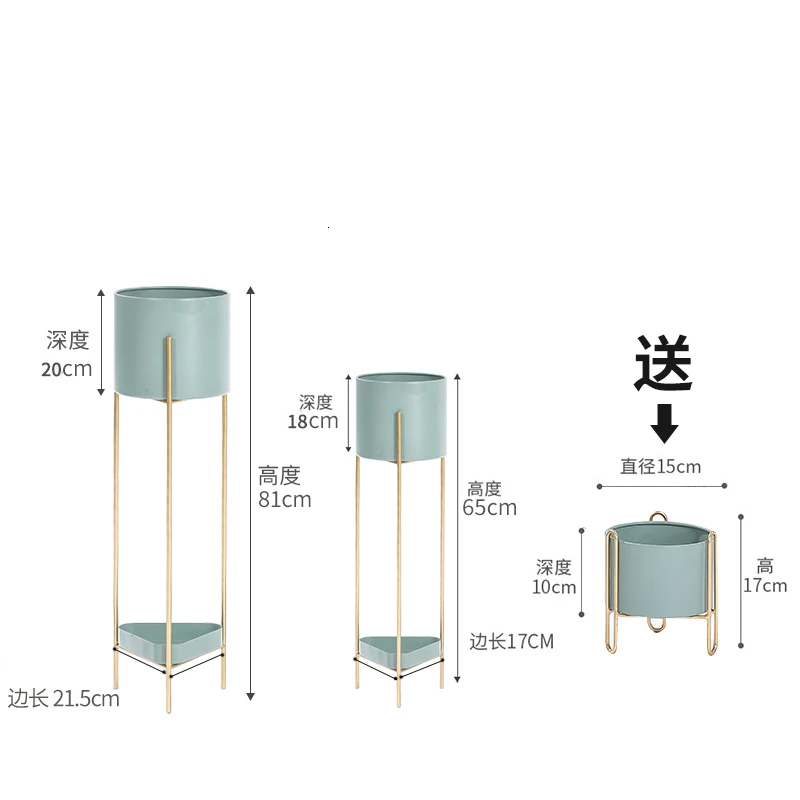 smalldarkgreen Light Luxury Iron Art Metal Flower Airs Flowerpot Frame Indoor Landing Type Balcony Multi-storey Shelf - Цвет: smalldarkgreen