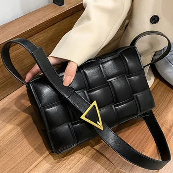

Weave Design Leather Crossbody Bag For Women 2020 Winter Women's Designer Handbags Female Vintage Branded Shoulder Messenger Bag