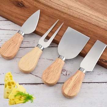 

1 Set Cheese Knives Set Wooden Handle Stainless Steel Utility Durable Cheese Cutter Slicer Kit Kitchen Accessories for Cake
