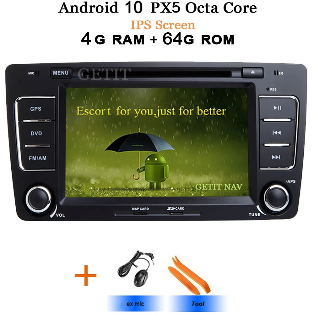 Android 9,0 автомобиль DVD Skoda Octavia мультимедийный плеер 2009 2010 2011 2012 2013 a5 WiFi BT стерео радио головное устройство ips Экран - Цвет: IPS PX5 4G-64G